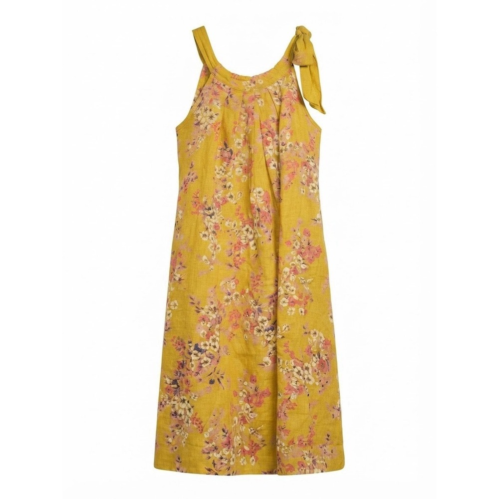 bellambia linen dress M Floral Italy Summer Boho Chic Knee Length